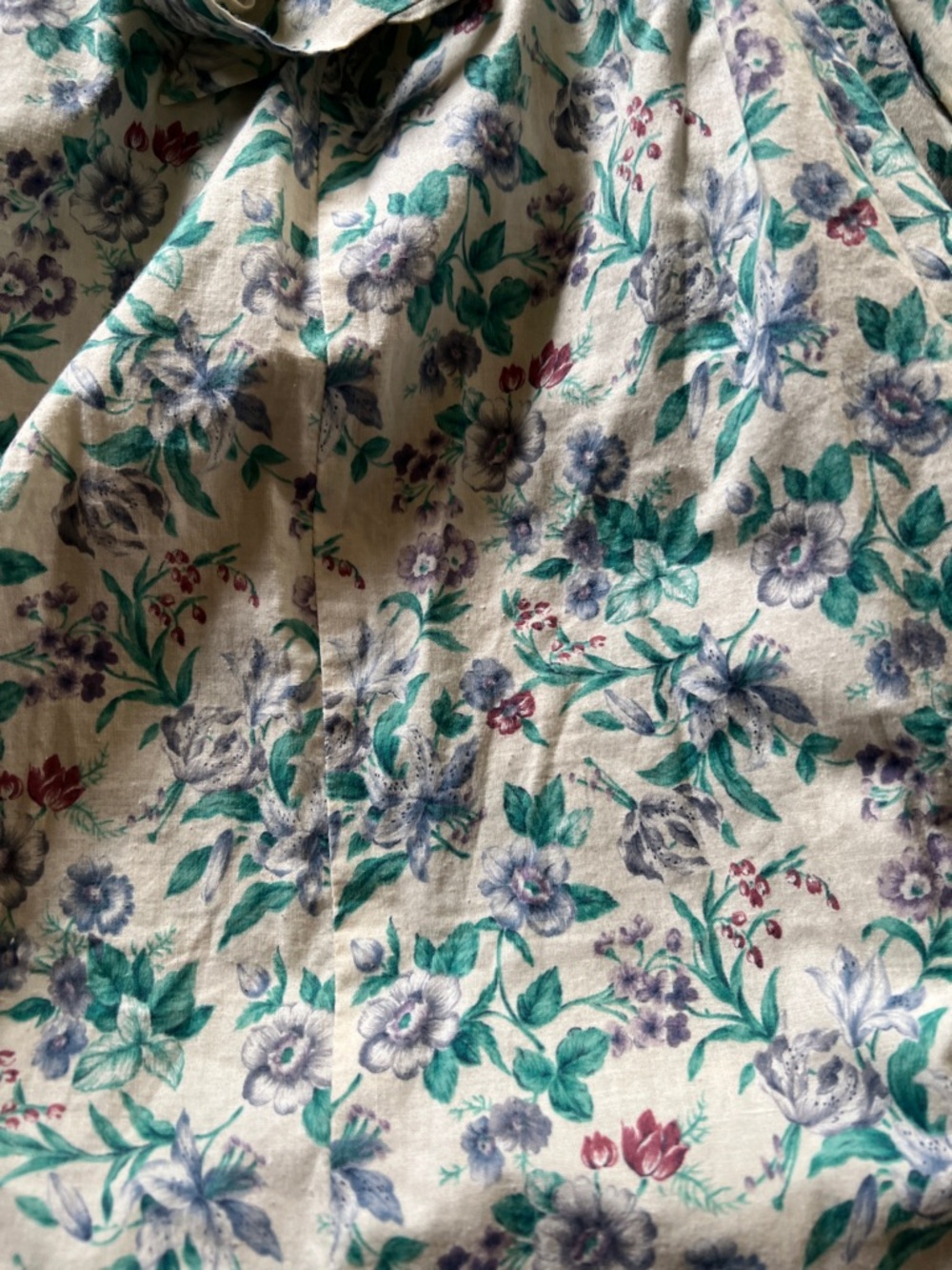 Floral Midi Dress in Cream with Green & Blue Print - Picture 3 of 7